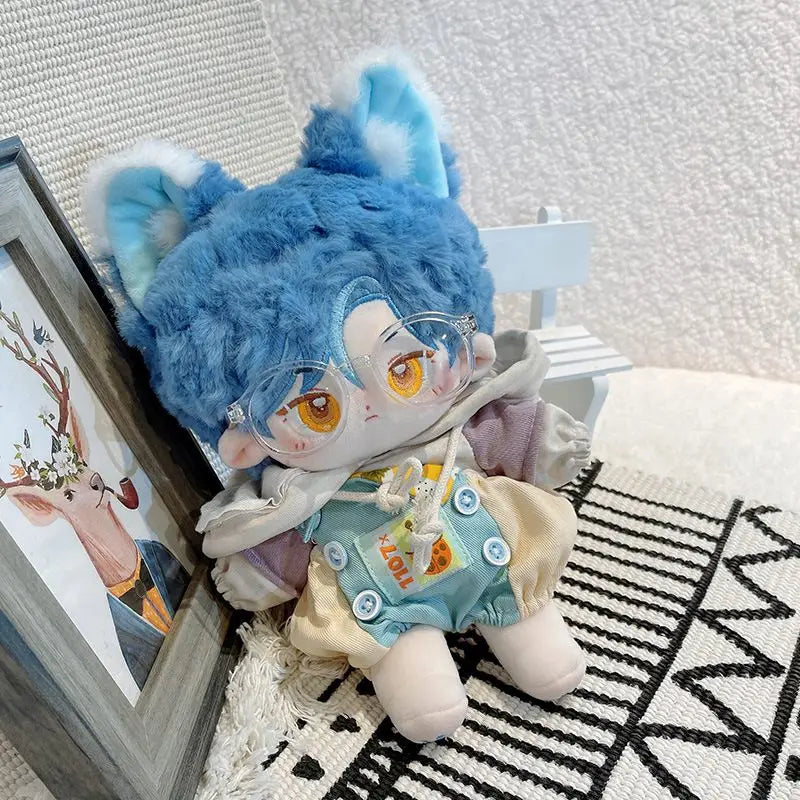 20cm Cotton Doll Blue Hair Fox Ears Tail Sirius Idol Star Dolls Cute Stuffed Plush Toys Doll Plushies Toys Fans Collection Gifts