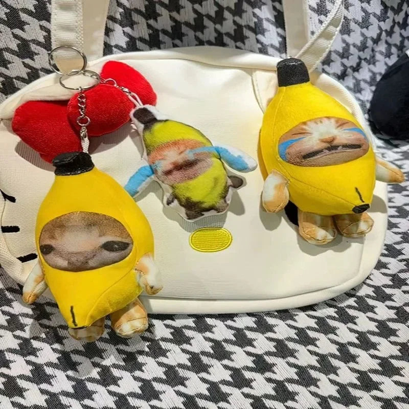 2024 New Hot Banana Cat Doll Pendant Keychain Crying Happy Banana Cat Figure Kids Peluche Toys Gifts Birthday Christmas Toys Gif