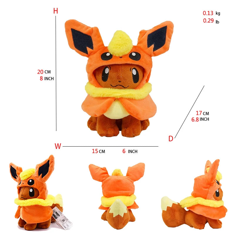 8 Styles Eevee Cosplay Pokemon Plush Toys Eevee Cos Sylveon Espeon Flareon Cute Cartoon Jolteon Peluche Stuffed Dolls Gifts