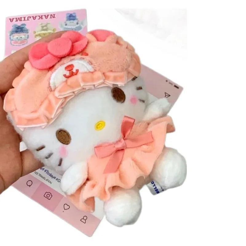 Sanrio Dress Up Series Hello Kitty Cute Plush Car Keychain Children's School Bag Cartoon Pendant Peripheral Holiday Anime Gift