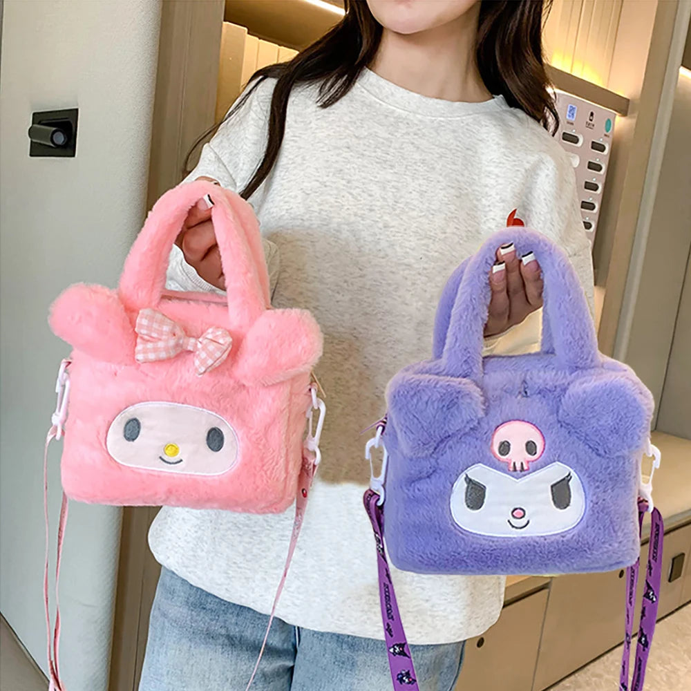 Sanrio Bag Kawaii Kuromi Cinnamoroll My Melody Cartoon Anime Plush Handbag Cosmetic Bag Travel Storage Bag Women Girl Gifts