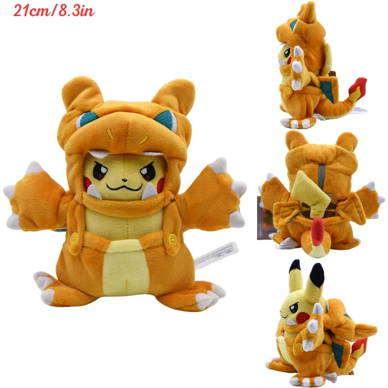 Pokemon Pikachu Cosplay Plush Toys Charizard Snorlax Garchomp Tyranitar Hydreigon Anime Eevee Lapras Morpeko Peluche Doll Gifts