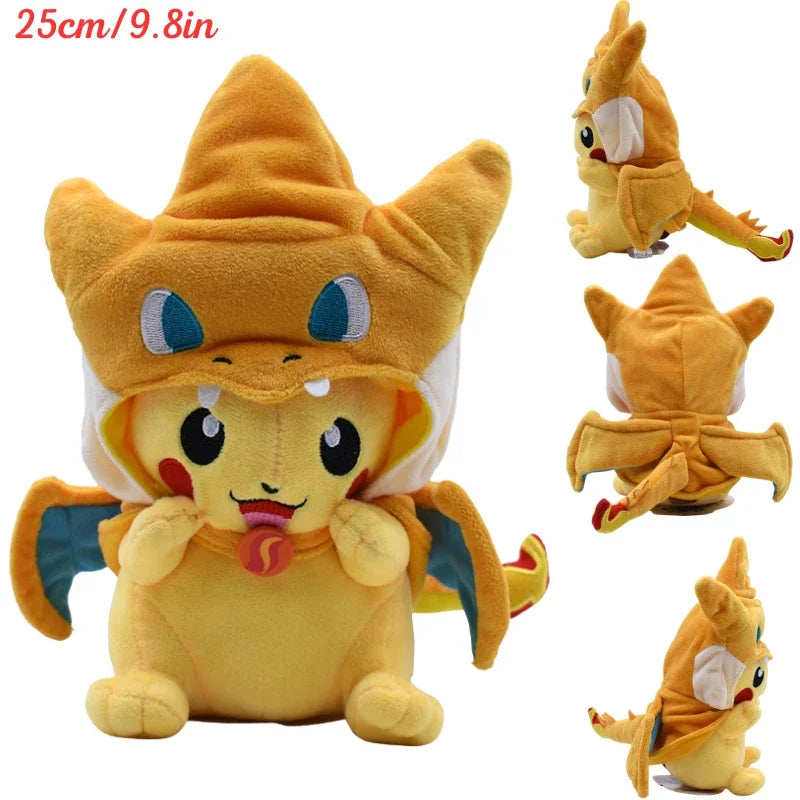 Pokemon Pikachu Cosplay Plush Toys Charizard Snorlax Garchomp Tyranitar Hydreigon Anime Eevee Lapras Morpeko Peluche Doll Gifts