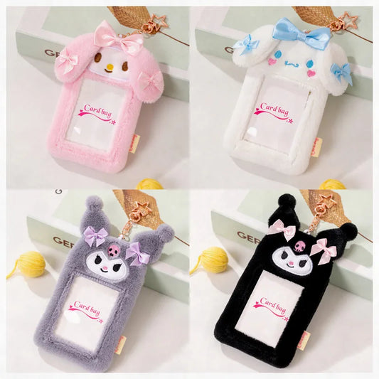 Kawaii Anime Sanrio Kuromi My Melody Cinnamoroll Plush Doll Card Case - Plushy Mart