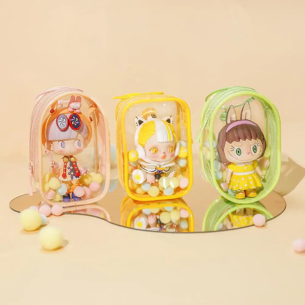 For Labubu Portable Transparent PVC Mystery Doll Organizer Box Selling only bags