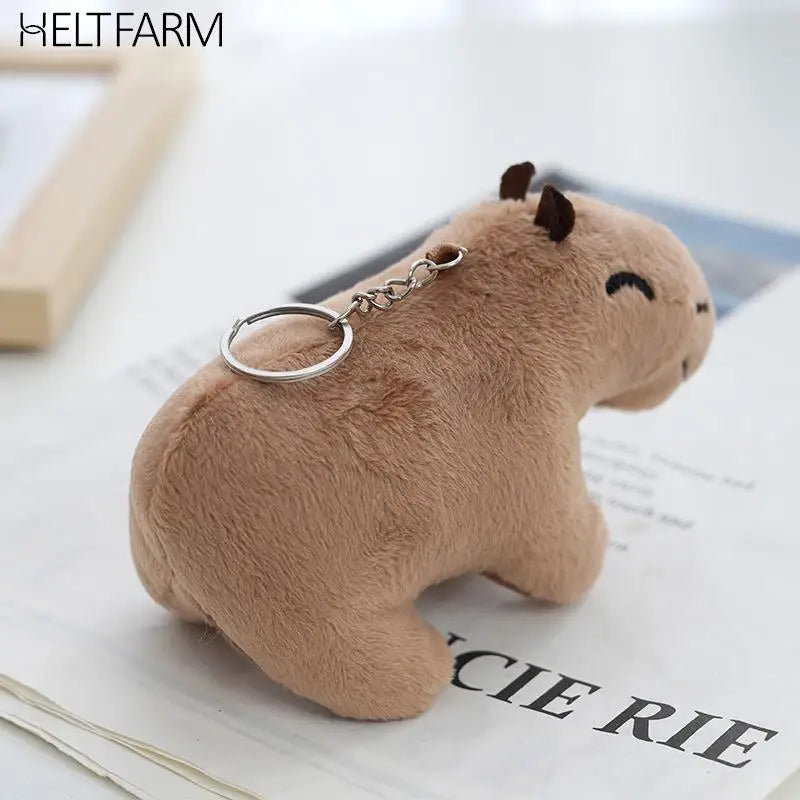 Cute Capybara Plush Toy Key Chain 12cm Stuffed Animals Keychain Bag Key Ring Pendant Car Key Accessories