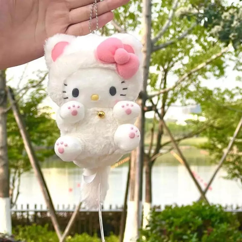 Hello Kitty Plush Doll - Kawaii Anime Cartoon Bow KT Cat Cute Stuffed Pendant for Kids Birthday Gift