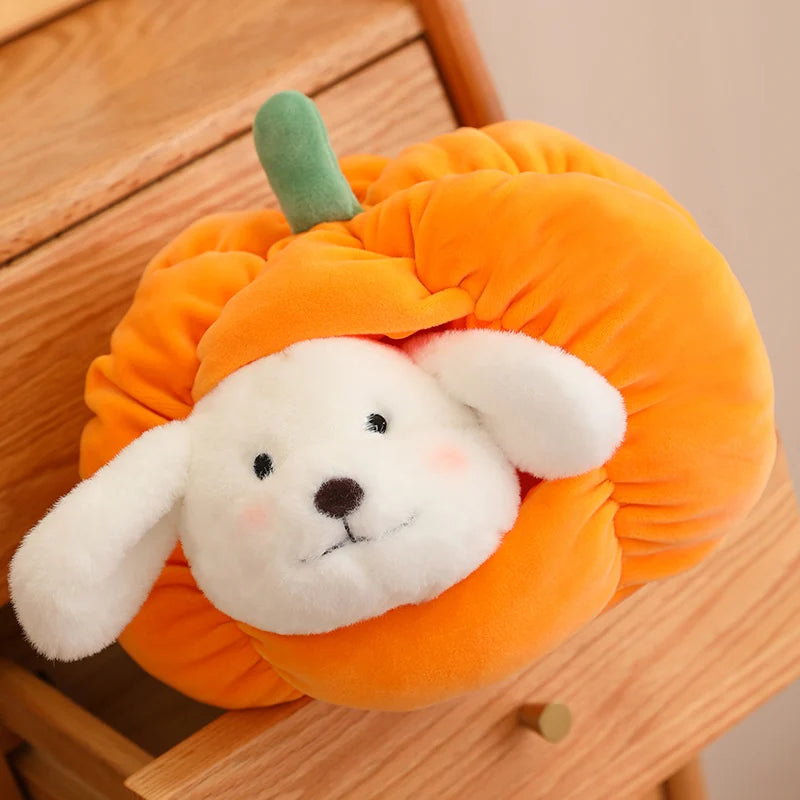 23/30cm Funny Cute Soft Stuffed Animals Dog Cat Hiding In the Pumpkin Nest Dolls Room Pets Peluche Kids Lover Elegant Gift