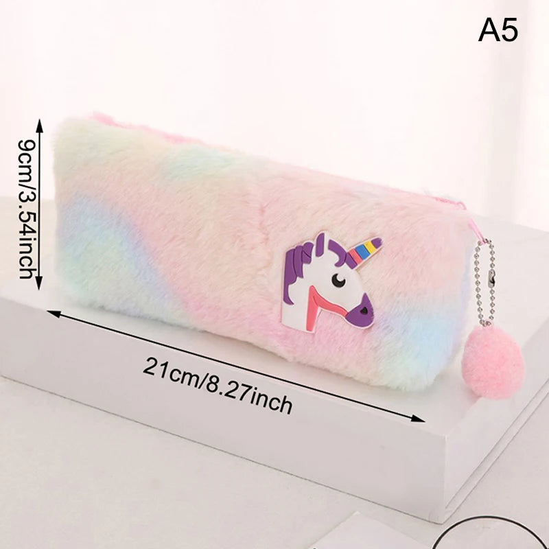 Kid Embroidery Unicorn Plush Crossbody Purses And Handbags Little Girls Rainbow Fluffy Purse Cute Cartoon Furry Shoulder Bag