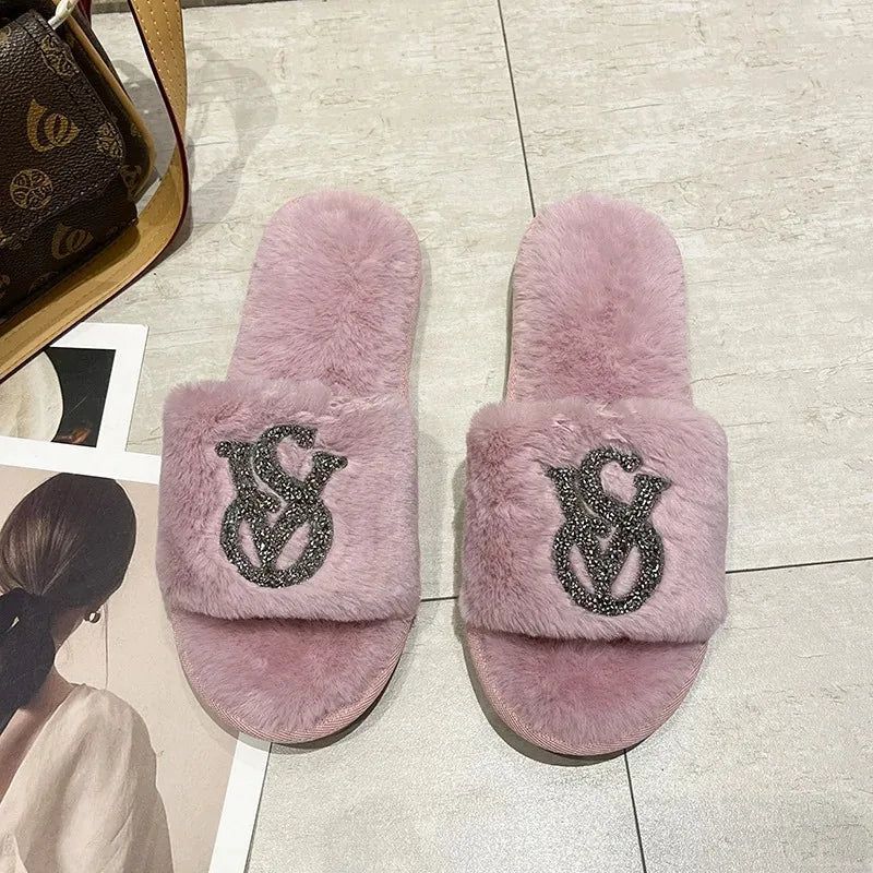 Fluffy Slippers Women Home Fashion Designer Shoes Ladies Popular Casual Platform Indoor Fur Slides Girls Flats Open Toe Elegant