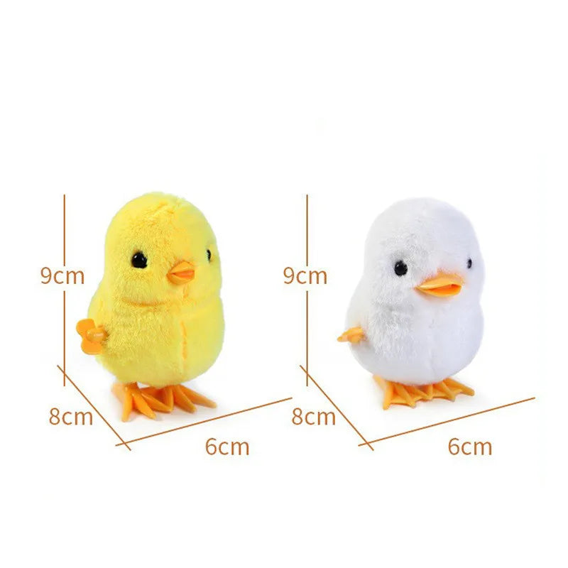 Kawaii Yellow Jumping Chicken Plush Toys Moveable Chain Winding Soft Dolls Simulation Anime Plushie children's Christmas Gift