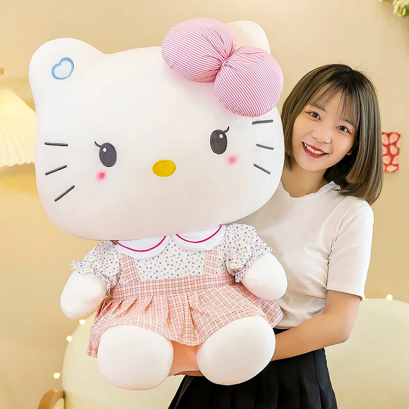 20-70cm Big Size Sanrio Hello Kitty Plush Toys Anime Peripherals Movie KT Cat Kawaii Room Decor Stuffed Dolls Xmas Gift For Kid