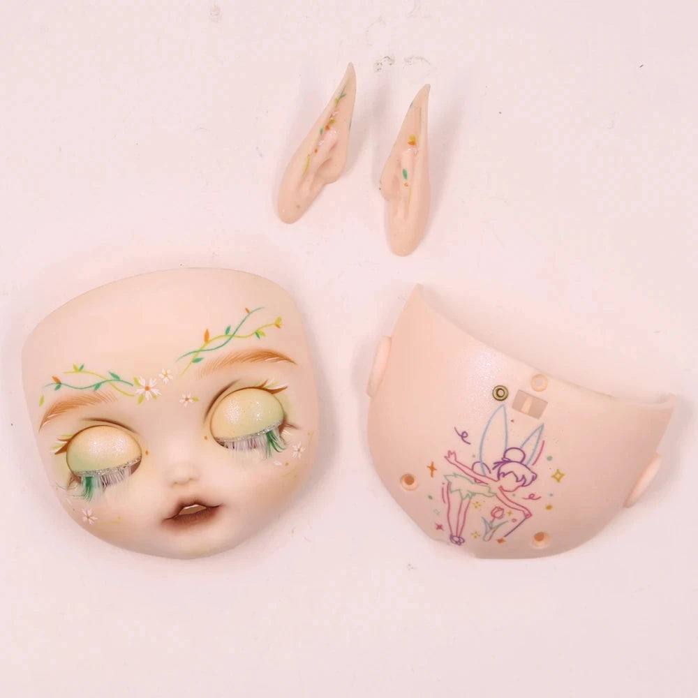 Blyth1/6 doll Hand-painted shell DIY frosted face lip carving eyebrows handmade Ears