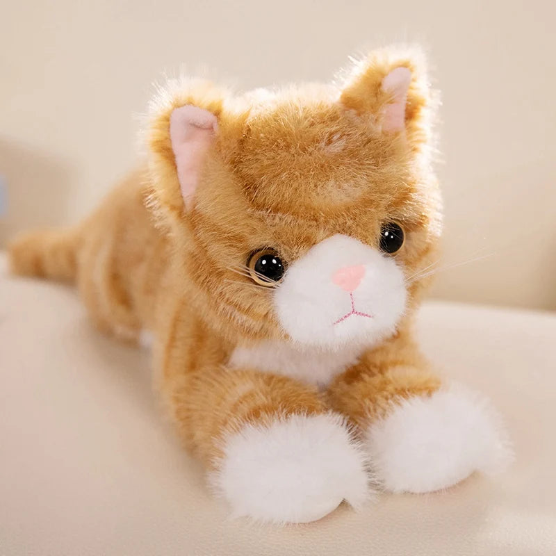 40cm/53cm New Cute Simulated Cat Doll Plush Toy Stuffed Soft Animal Plush Orange/Gray/Brown Stripes Kitten Pillow Kids Gift