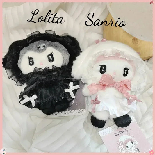 Sanrio Kawaii Anime Lolita My Melody Kuromi Plush Toy 12cm Bag Decoration Pendant Stuffed Plushie Doll Keychain Children's Gifts