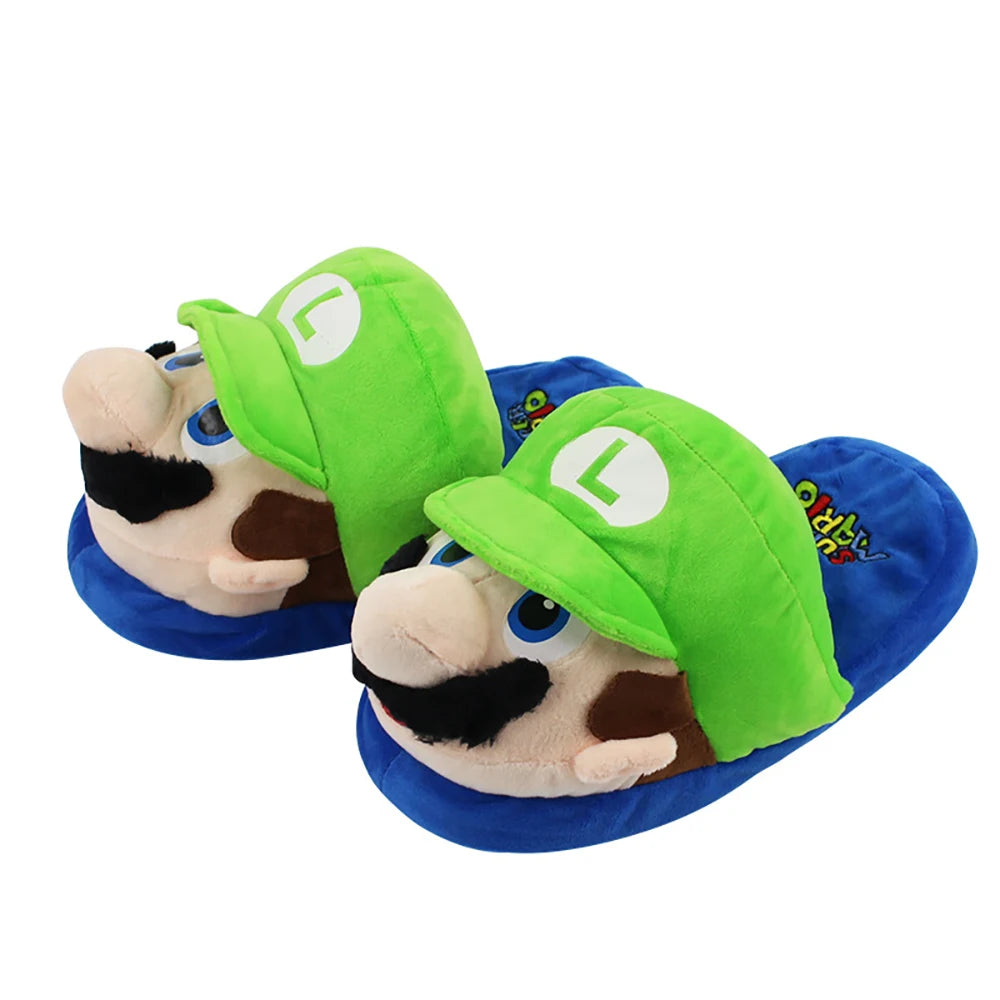 4 Styles Super Mario Luigi Yoshi Poison Piranha Plant Plush Slipper Kirby Plushie Doll Slippers for Boys Girls Birthday Gift