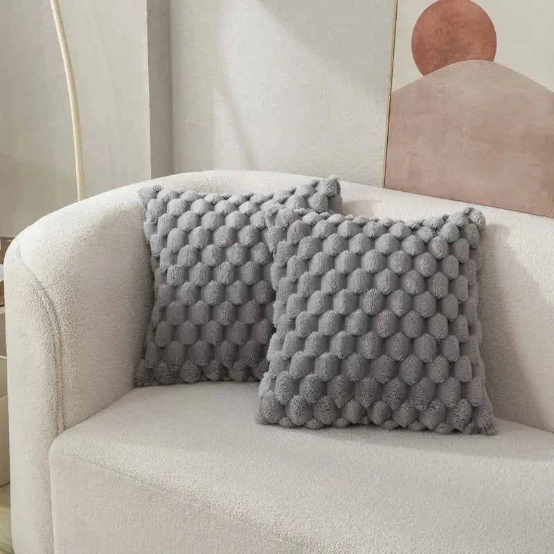 1pcs Pineapple Grid Turtle Pattern 3D Soft Plush Throw Pillowcase,Cream White For Living Room Sofa Bedroom Home Room Decor