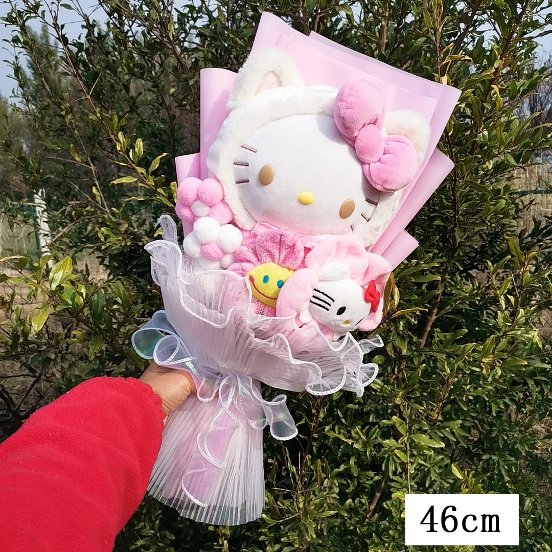 Sanrioed Kuromi My Melody Cinnamoroll Hello Kitty Anime Doll Toy Cartoon Plush Bouquet Valentine's Day Christmas Graduation Gift