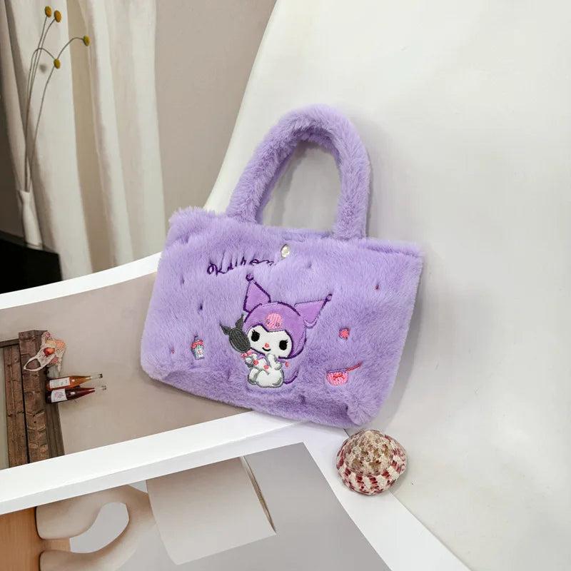 Sanrio Kuromi Plush Bag Melody Kitty Shoulder Bag Handbag Birthday Gift Female Accessories Peripheral Toys Movie Peripherals