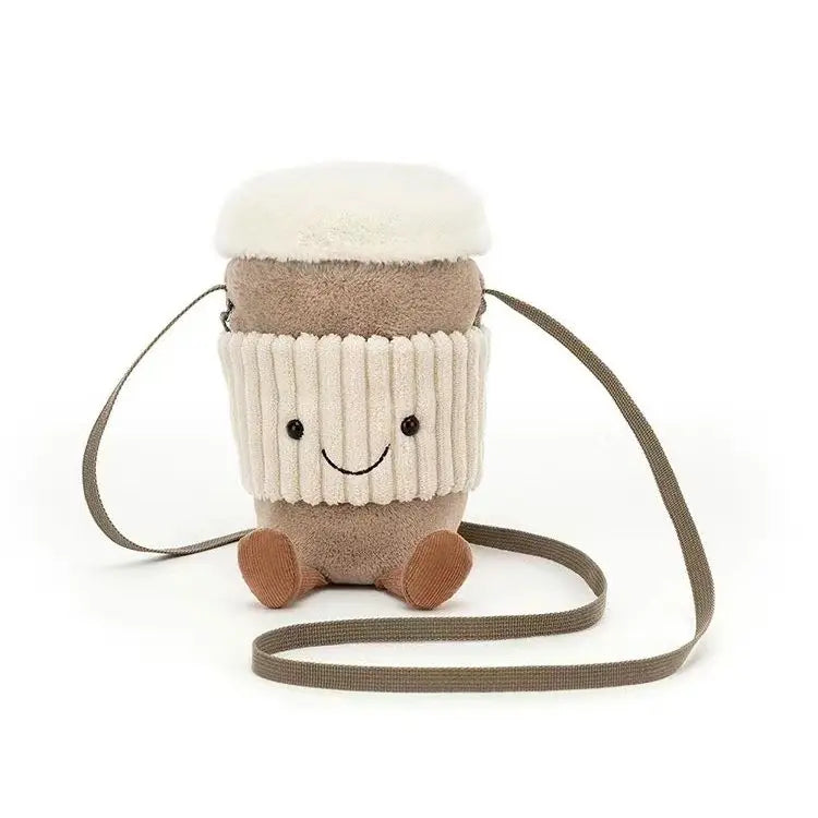 Jellycat Replica Cartoon Coffee Milk Tea Bag Pendant Plush Toy Keychain Dolls Accompanying Cups Crossbody Bags Plush Female Bags