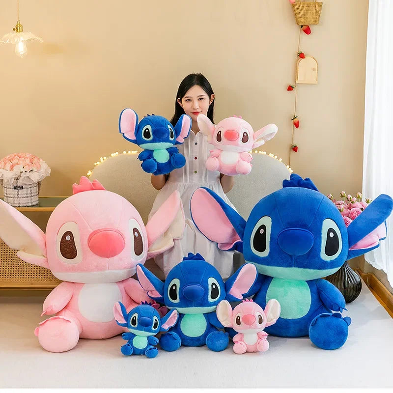 Cute Stitch Dolls Cartoon Anime Disney Plush Toys Stitch Pink Blue Plush Dolls Funny Grippers 9 Inch Event Girls Birthday Gifts