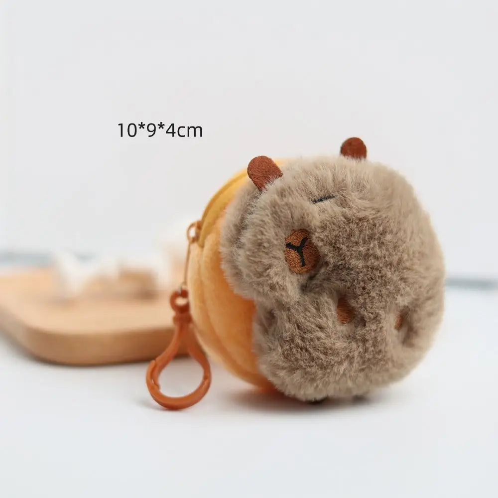 New Creative Capybara Anime Plush Coin Purse Fashion Kawaii Mini Coin Purse Round Cartoon Bags Pendant