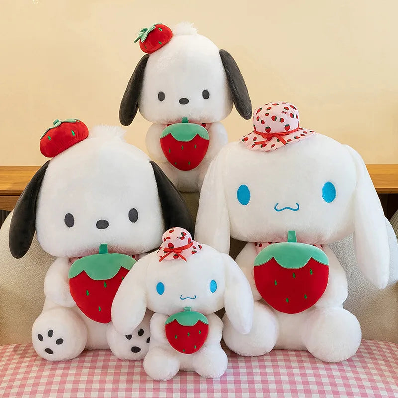 25cm Cute Melody Doll Sanrio Fresh Strawberry Cinnamoroll Dog Series Pochacco Plush Toys Dolls Pillow Gifts for Kids