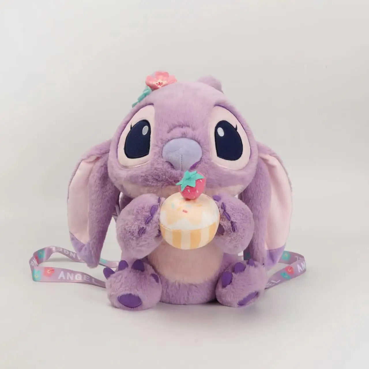 Disney Stitch Authentic Angie Doll Plush Toys New Purple Lavender Angie Milk Tea Cup Hair Doll Stitch Bags Backpacks Plush Toy