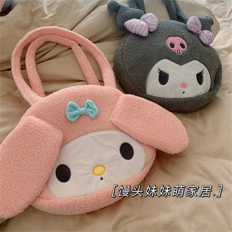 Lovely Japanese Style Kuromi My Melody Cosmetic Case Cosmetic Bag Lolita Shoulder Bag Handbag Plush Bag Cute Gifts For Girl