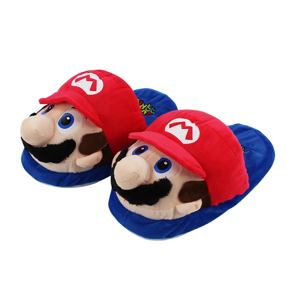 4 Styles Super Mario Luigi Yoshi Poison Piranha Plant Plush Slipper Kirby Plushie Doll Slippers for Boys Girls Birthday Gift