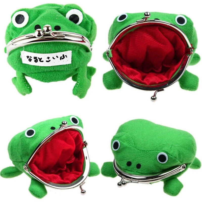 Novelty Adorable Anime Frog Wallet Coin Purse Key Chain Cute Plush Frog Cartoon Cosplay Purse for Women Bag Accessories