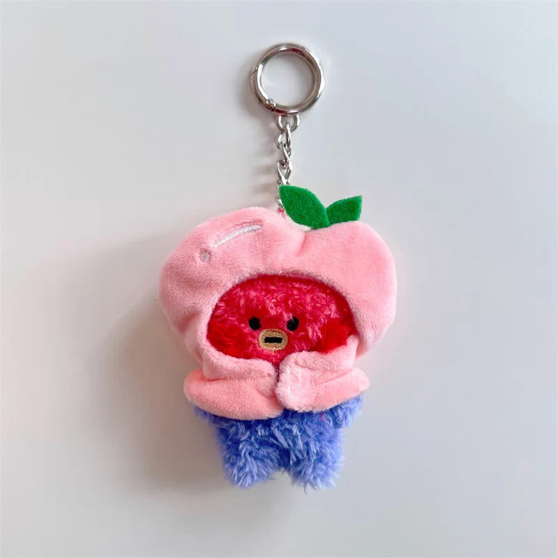 Kawaii BT21 Fruit Head Cover Series Plush Pendant Anime Cute Cartoon Bag Pendant Accessories Plush Keychain Birthday Gift