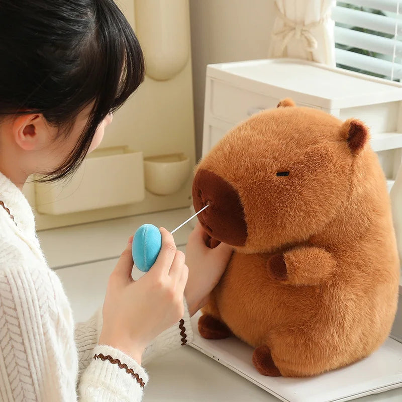 22/33cm Cute Snotty Capybara Plush Toy Simulation Animals with Stretchable Nasal Mucus Capibara Fluffty Doll Birthday Gifts