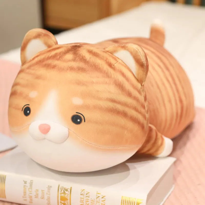 30cm-70cm Cartoon Cat Cute Round Face Animal Plush Gray Stripes Tabby Cat Big Eyes Lifelike Doll Home Decro Gift For Children