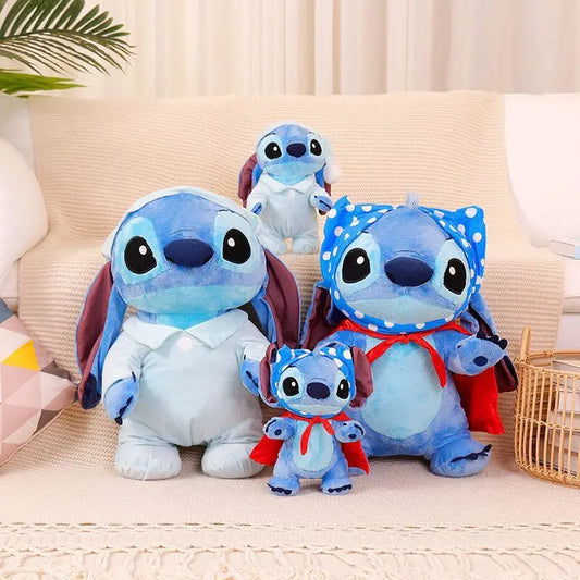 25/50cm Disney Stitch Pajamas Cloak Series Kawaii Plush Doll Toys Soft Stuffed Toy Sofa Back Cushion Children Christmas Gifts