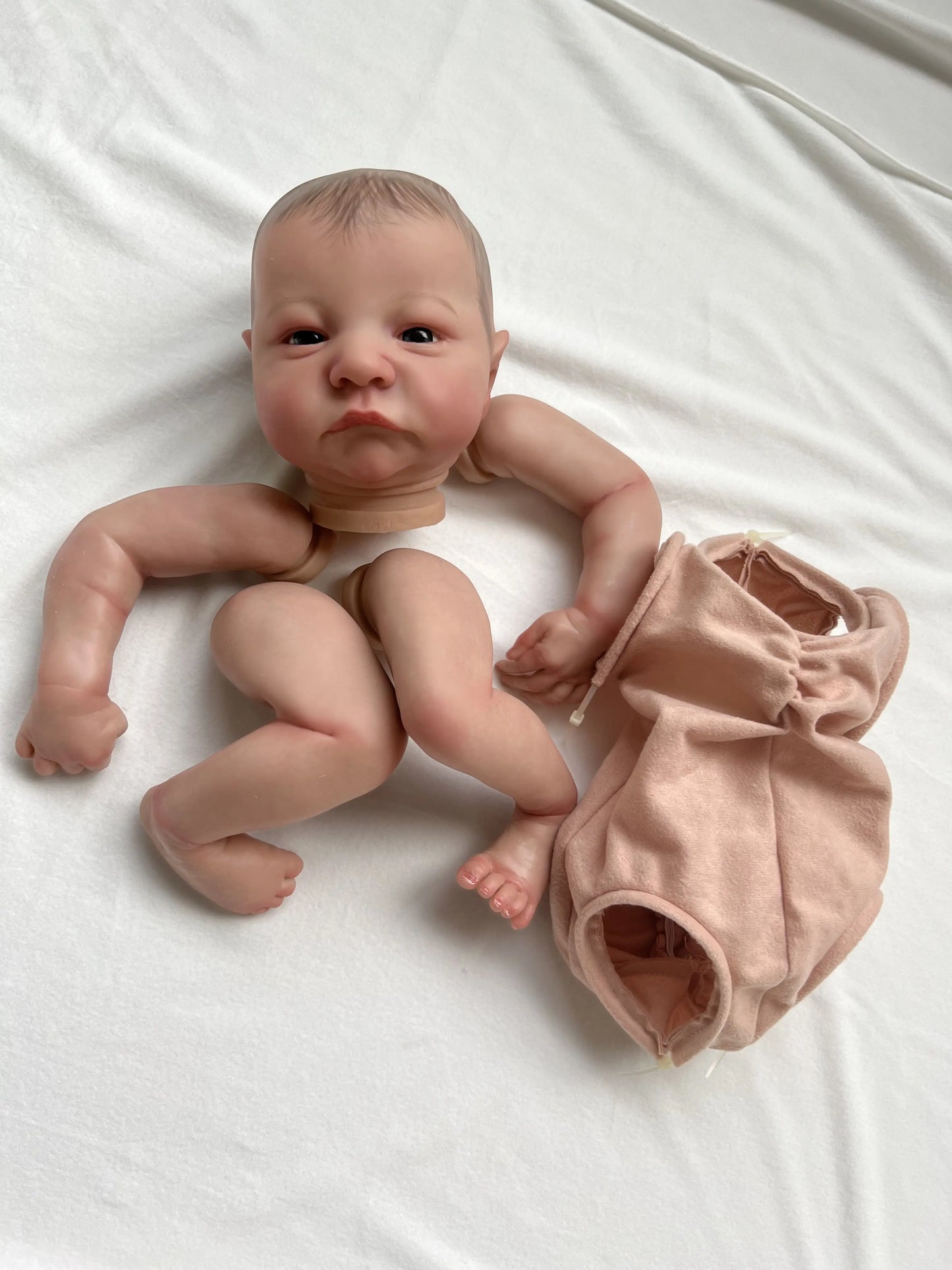 NPK 19inch Already Painted Reborn Doll Parts Levi Awake Lifelike Baby 3D Painting with Visible Veins  Cloth Body Included