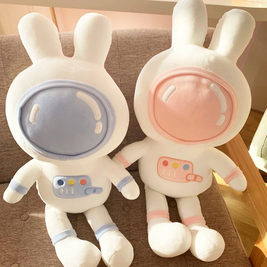 Big Size Creative Bunny Plush Toy Stuffed Animal Throw Pillow Rabbit Plushies in Space Suit Huggable Soft Appease Gifts For Kids