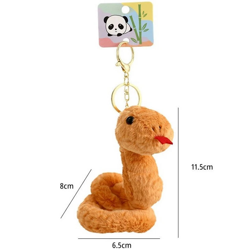 Cartoon Plush Q-Version Zodiac Snake Plush Keychain Pendant Stuffed Doll Lucky Mascot Gifts For Children Chinese New Year Decora