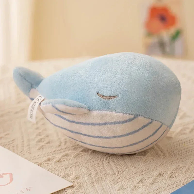 12CM Plush Whale Pendant Soft Stuffed Sea Animal Plush Toy Cartoon Blue Whale Keychain Bag Decoration Cute Birthday Gift