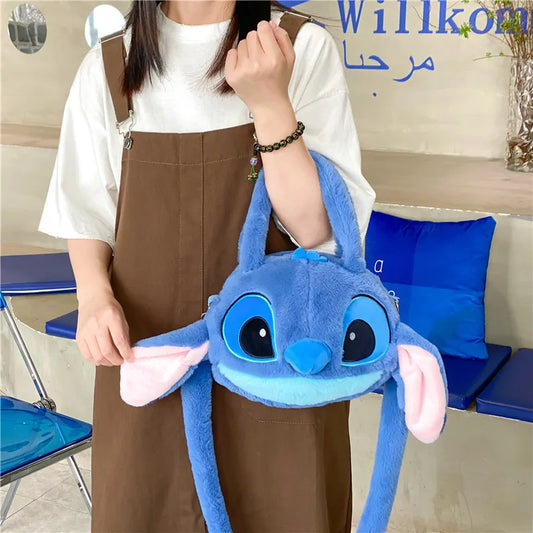 Disney New Lilo & Stitch  Toys Kawaii Plush Messenger Bag Girl Handbag Anime Stuffed Toys Children Cartoon Plushie Soft Bag