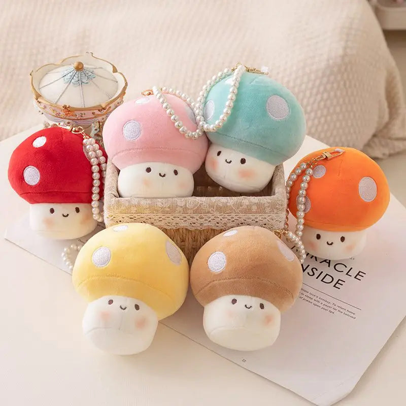 10cm Kawaii Mini Red Mushroom Plush Pendant Toys Stuffed Simulation Plant Doll Shiitake Mushrooms Plushie Girls Nice Gift