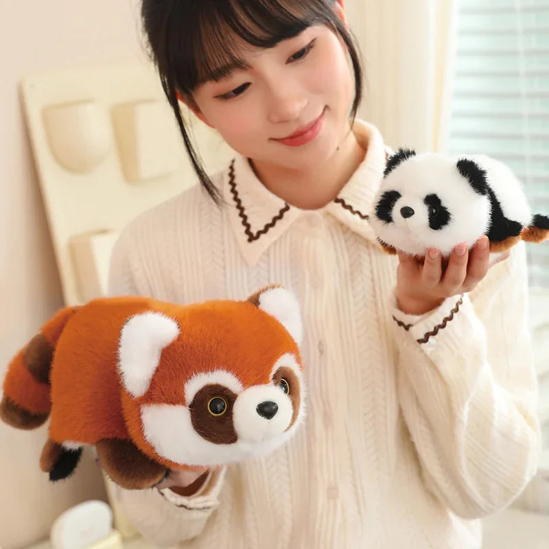 Real Life Reversible Panda to Raccoon Stuffed Animals Plush Toy Cute Red Panda Soft Pillow Kids Baby Birthday Christmas Gift