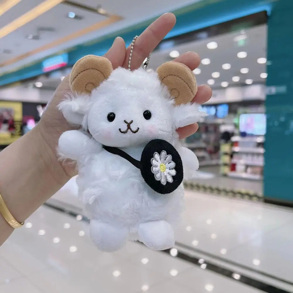 New White Cartoon Sheep Plush Doll Cute Bag Ornament Keychain Pendant Universal Car Decoration Hanging Pendant Universal