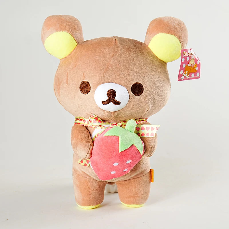 Kawaii Rilakkuma Plush Toys Strawberry Teddy Bear Stuffed Doll Plushies Cute Animal Kawaii Room Decor Birthday Gift for Kid