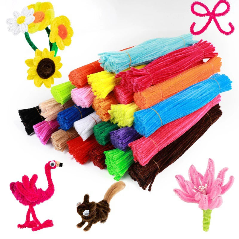 50/100pcs 30cm Chenille Stems Pipe Cleaners Kids Plush Educational Toy Colorful Pipe Cleaner Toys Handmade DIY Craft Supplies