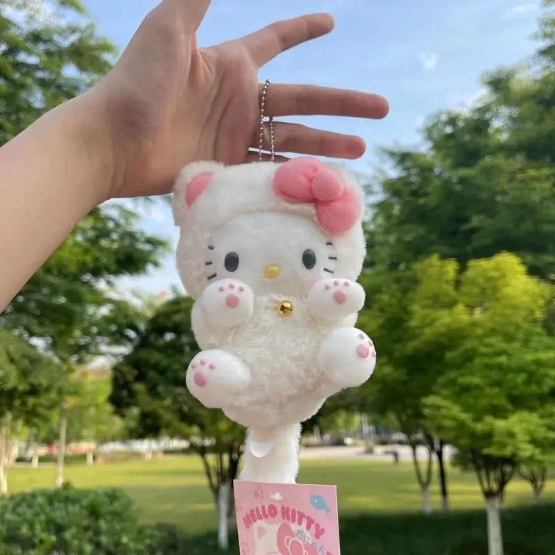 Hello Kitty Plush Doll - Kawaii Anime Cartoon Bow KT Cat Cute Stuffed Pendant for Kids Birthday Gift