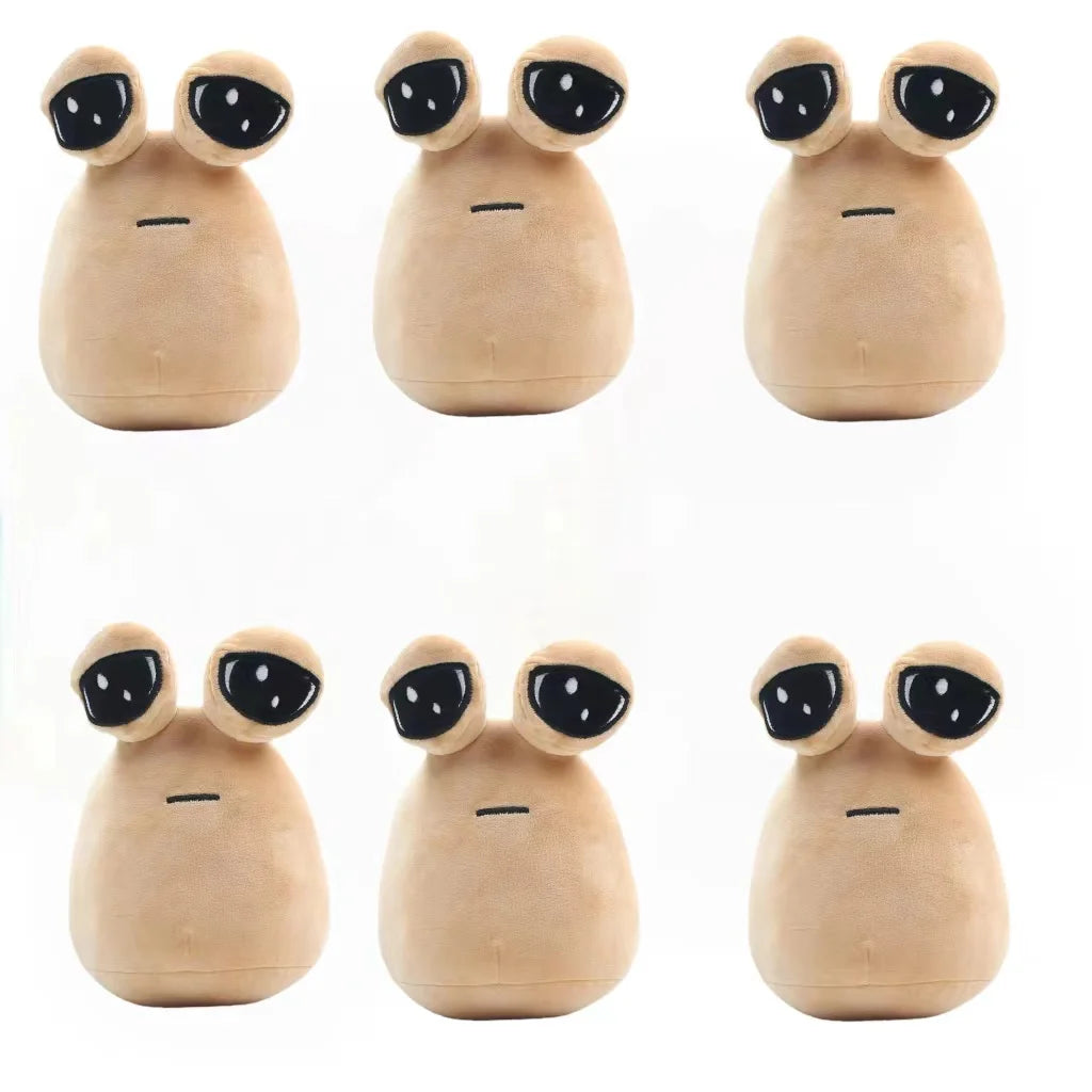 2024 NEW Pou Plush Cartoon Alien Toy, Kawaii Stuffed Animal Boneca, Figura do Jogo Quente, Presentes para Fãs, 22cm