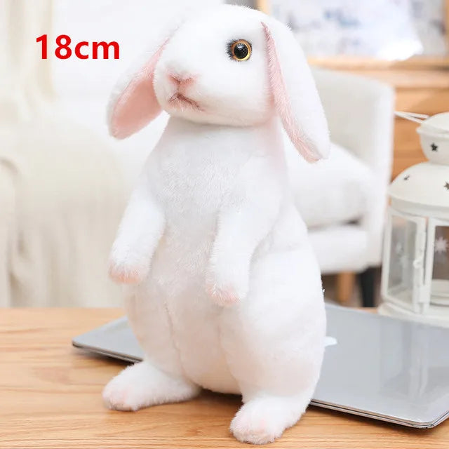 Simulation Kawaii Long Ears Realistic Rabbit Plush Toy Lifelike Animal Stuffed Doll Toys for Birthday Gift Room Decor