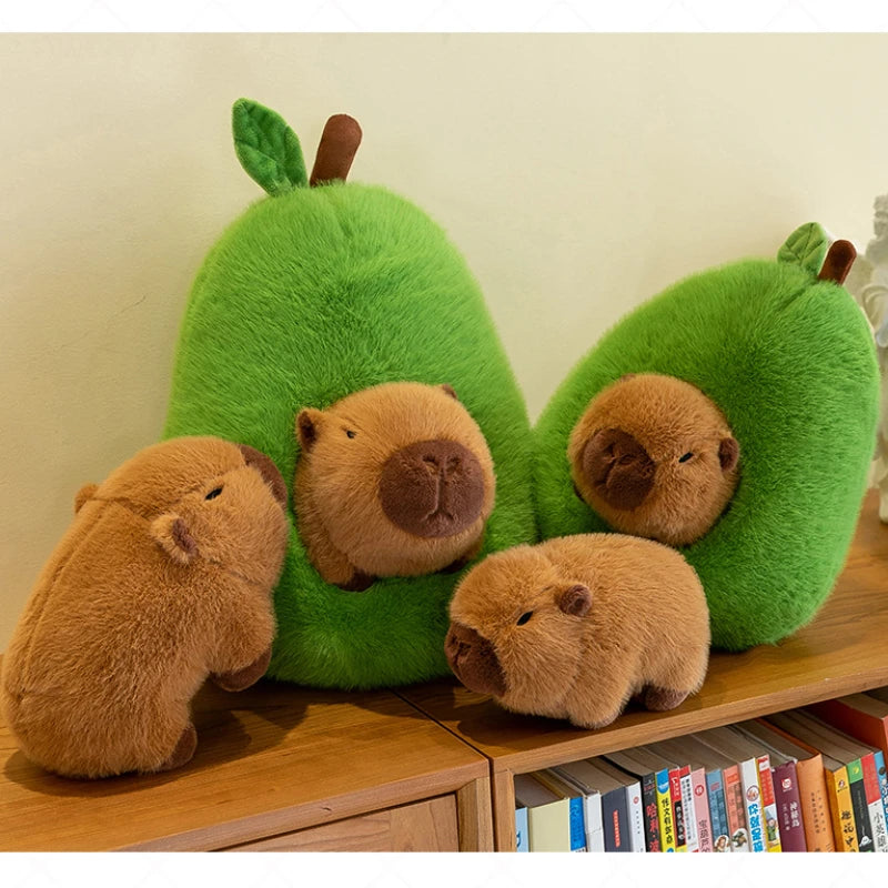 Avocado Plush Toy Capybara Doll Capibala Sleeping Pillow Large Plushie Holiday Gift Kawaii Creative Fruit Rag Doll Cushion