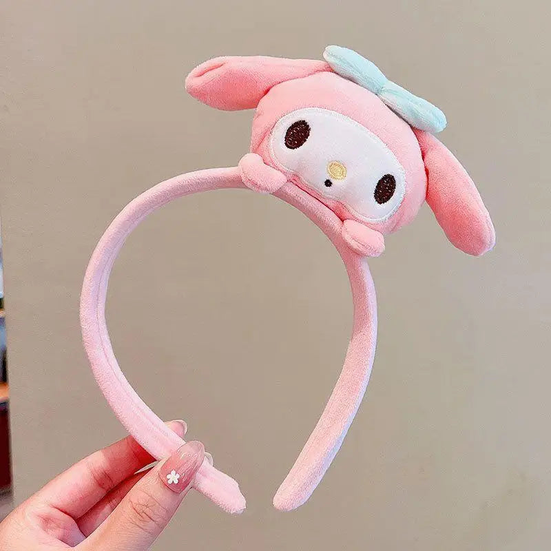 2024 New Sanrio Plush Hair Band Toy Cute Kuromi Hello Kitty Cinnamoroll My Melody Pompom Purin Headdress Kid Girl Birthday Gifts